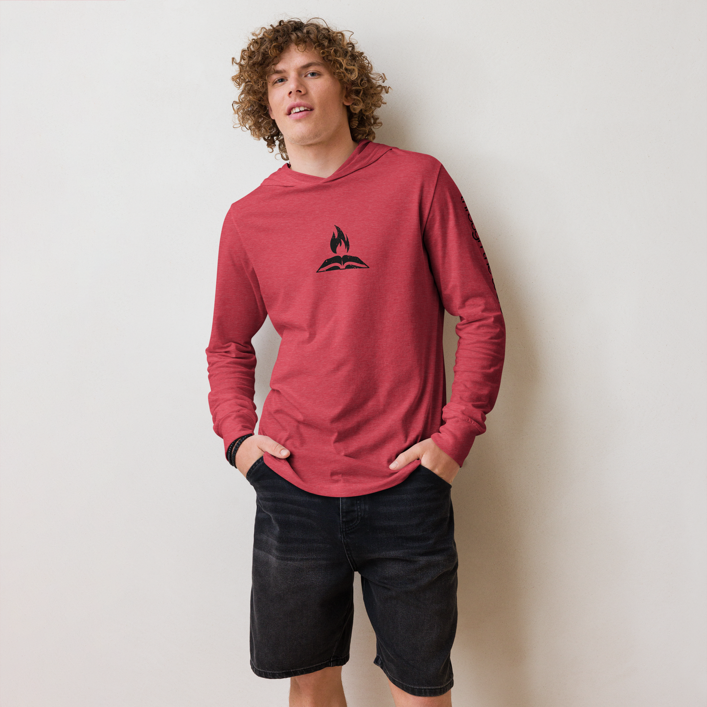 TTW Hooded Long Sleve Shirt - Flame + Wordmark Sleeve
