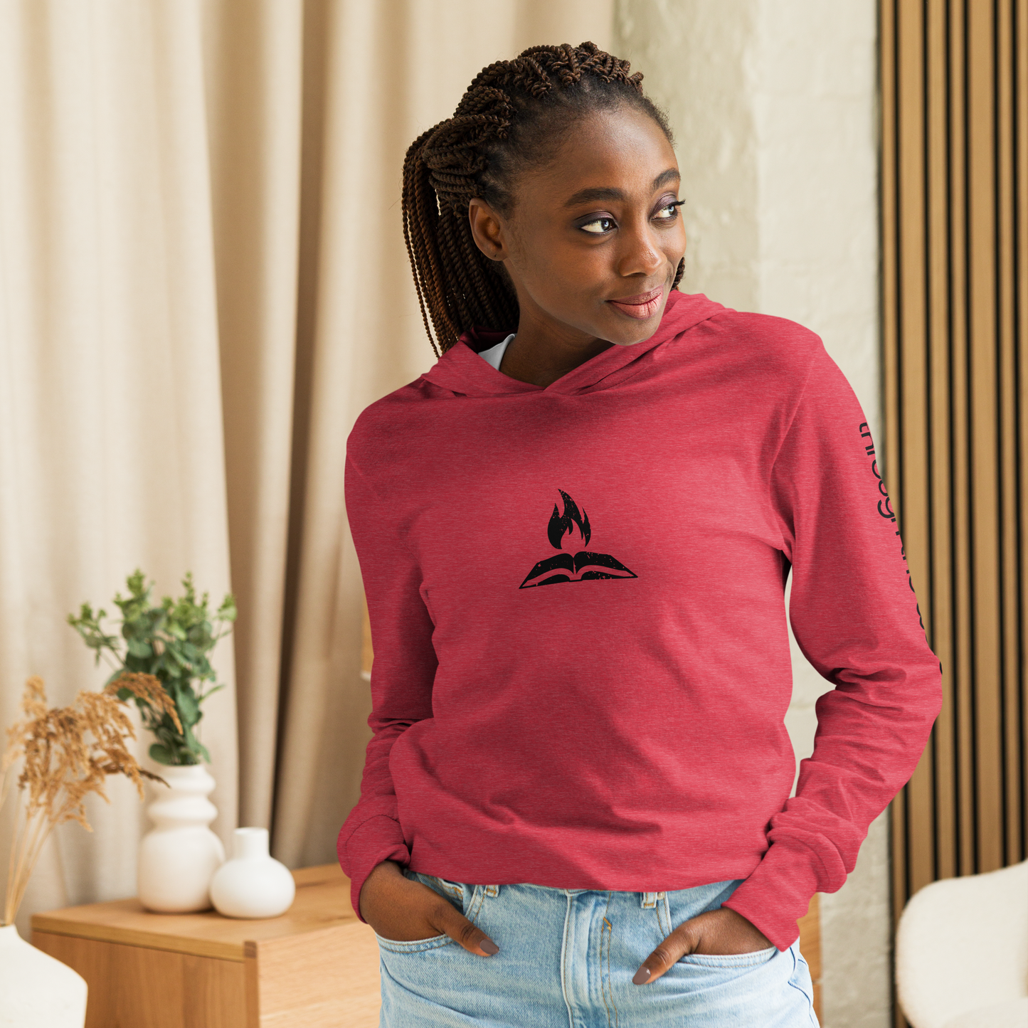 TTW Hooded Long Sleve Shirt - Flame + Wordmark Sleeve